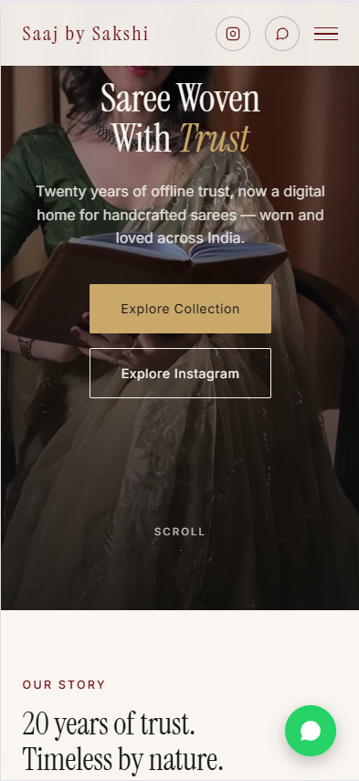 Saaj by Sakhi e-commerce website preview designed by store2story